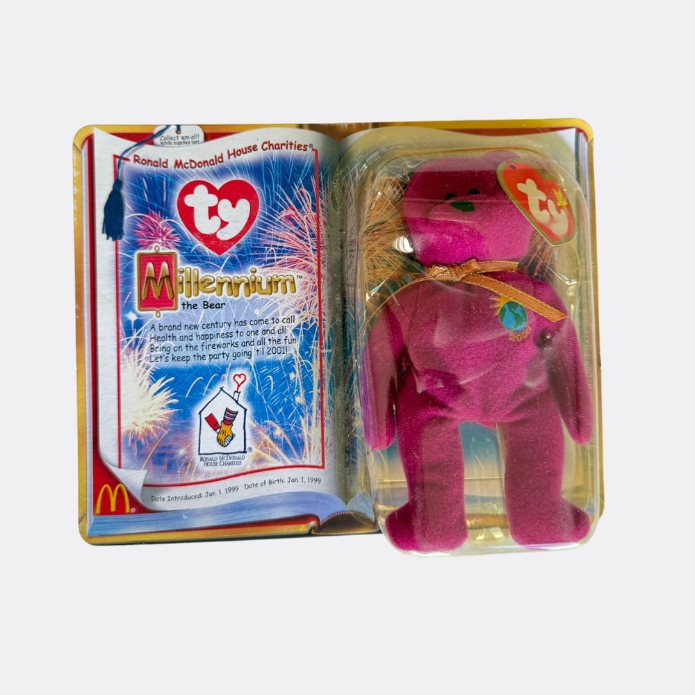 Rare TY Millennium Beanie Baby 1999 – Purple Bear – NEW Sealed Original Package
